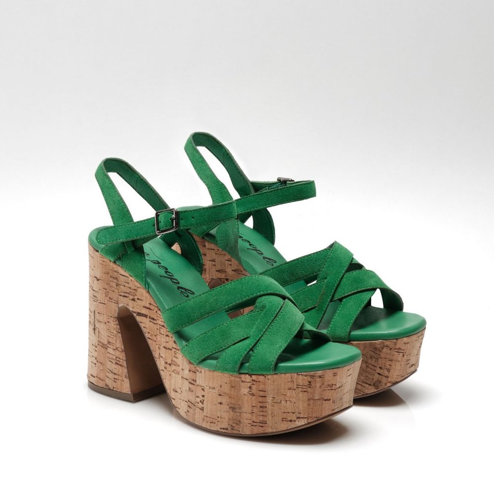 🎉LAST CHANCE🎉 FREE PEOPLE Lisbon MJ Platform Sandals / Green Goddess - Picture 10 of 12
